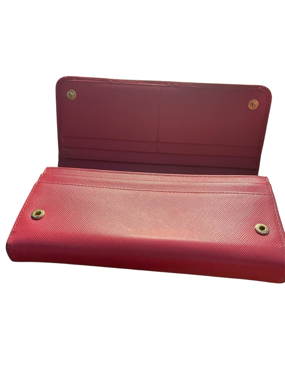 PRADA Red Saffiano Leather Long Flap Continental Wallet Gold Hardware - Picture 4 of 12